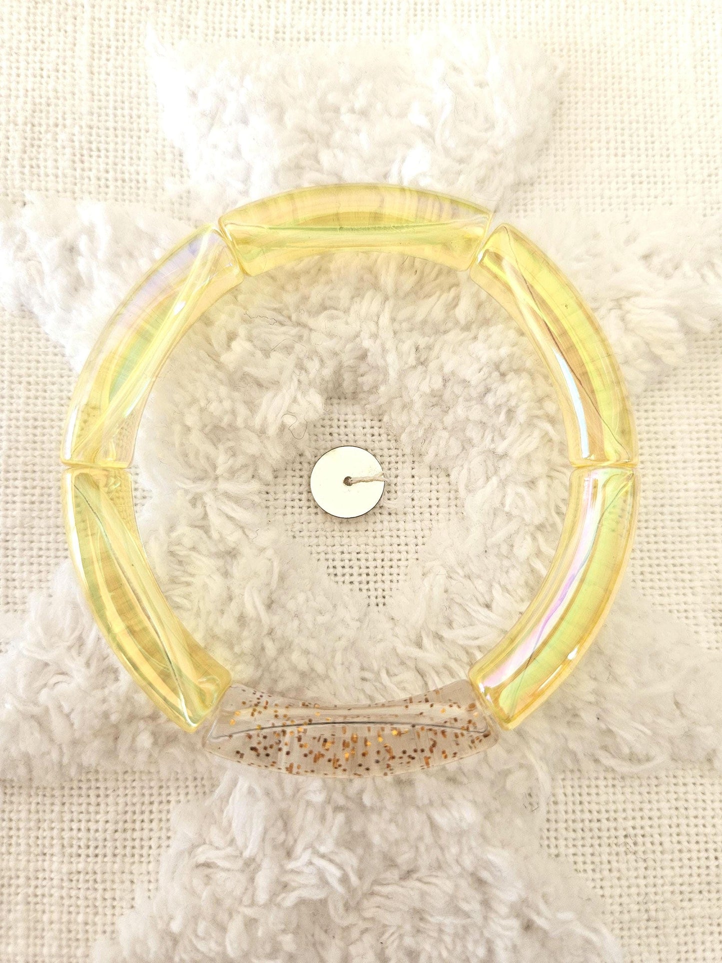 ANNA | Bracelet jonc perles incurvées | Glow jaune