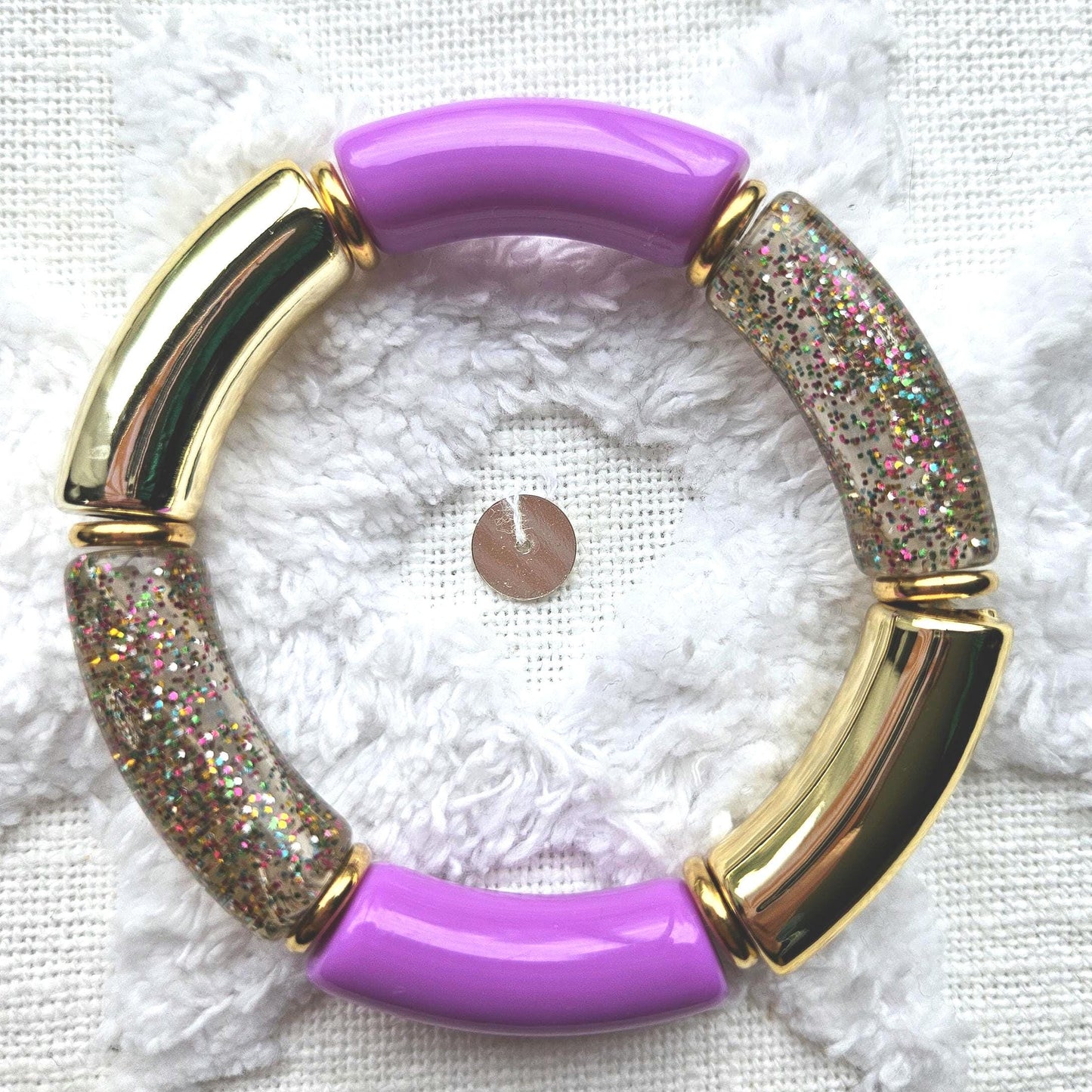 ANNA | Bracelet jonc perles incurvées | Maxi Glow rose et violet