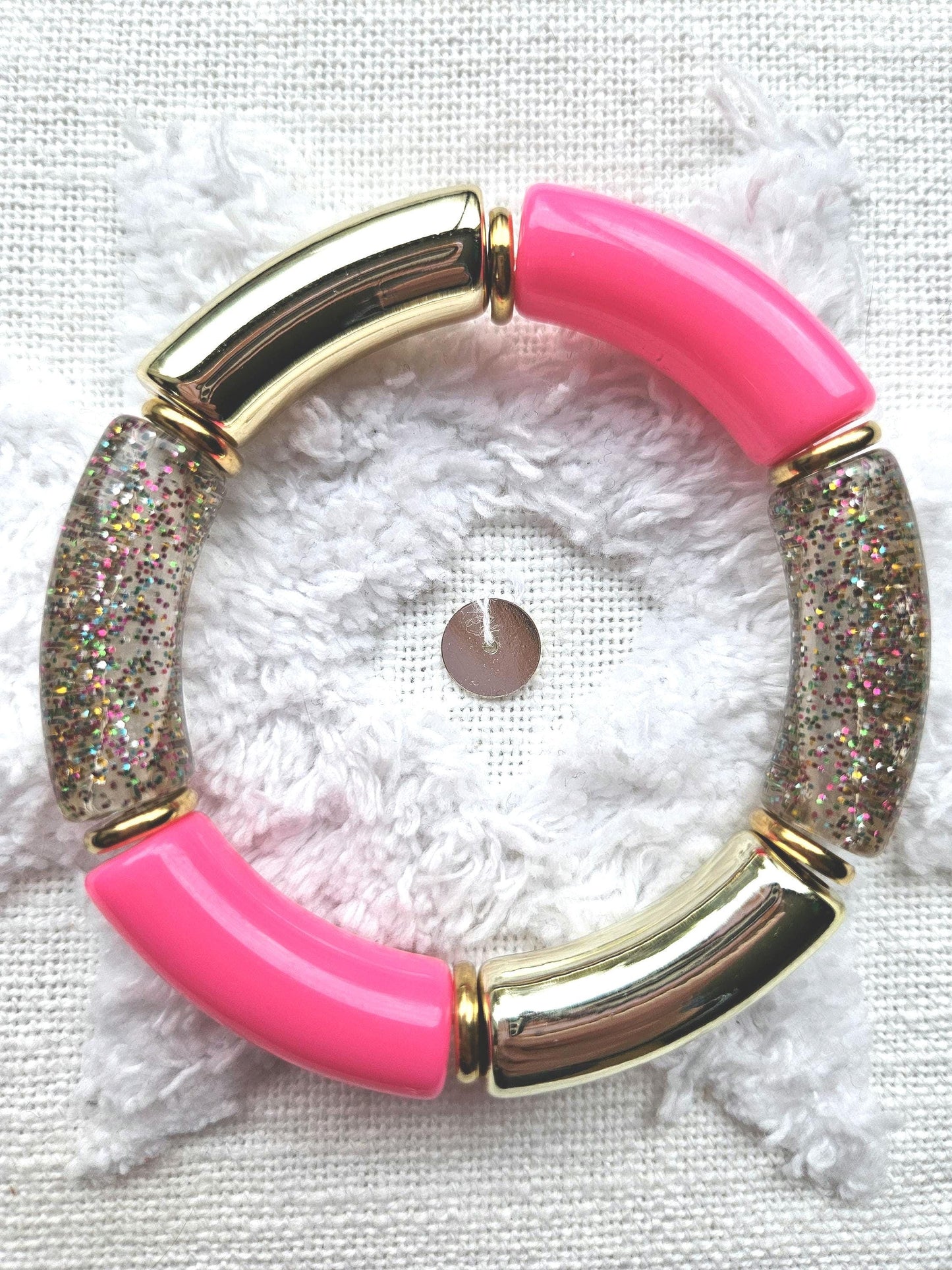 ANNA | Bracelet jonc perles incurvées | Maxi Glow rose et violet