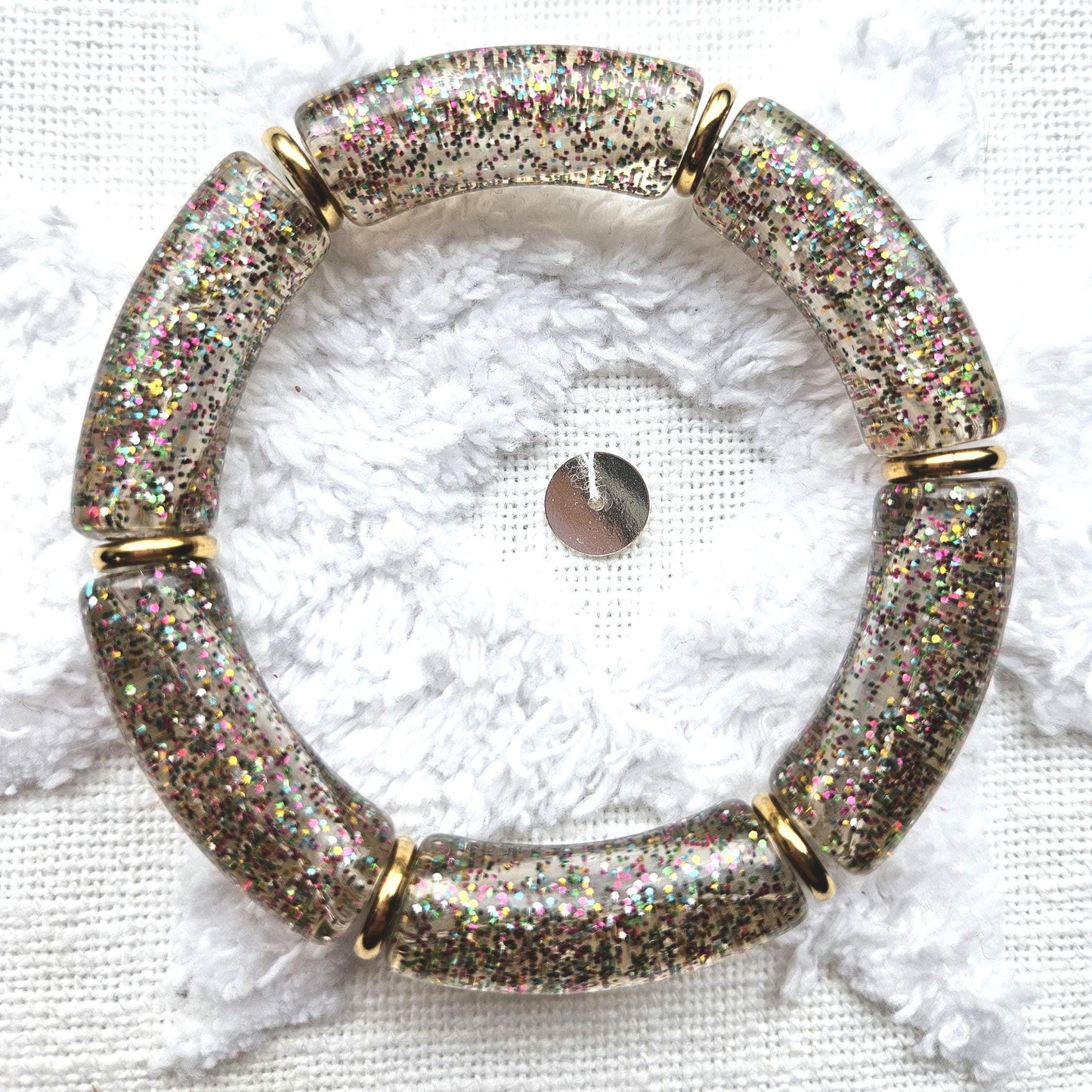 ANNA | Bracelet jonc perles incurvées | Maxi Glow rose et violet