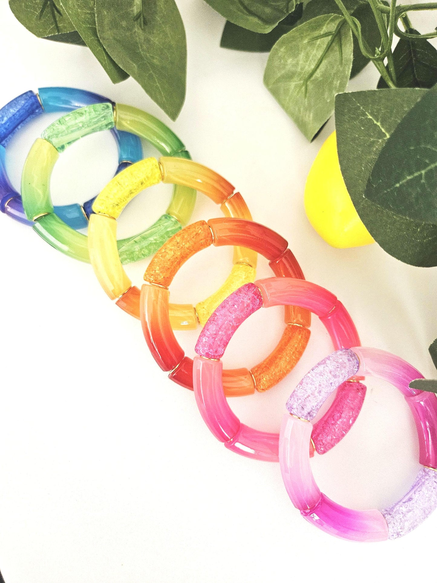 ANNA | Bracelet jonc perles incurvées | Rainbow