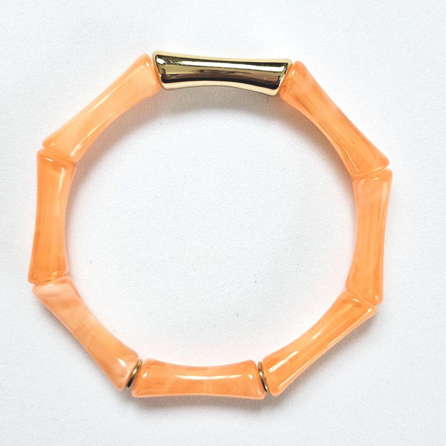 ALMA | Bracelet jonc perles tubes octogonales acrylique et acier | Bleu jaune orange