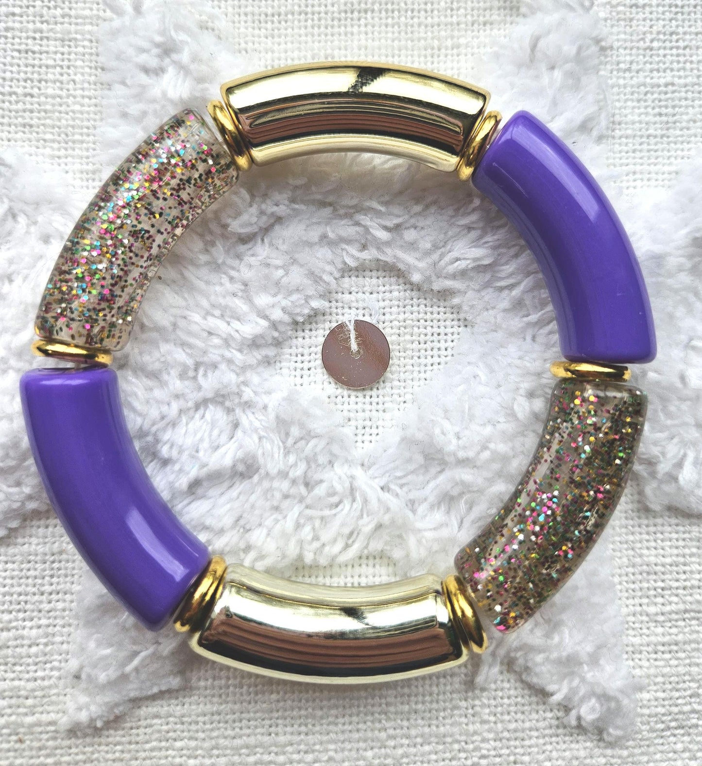 ANNA | Bracelet jonc perles incurvées | Maxi Glow rose et violet