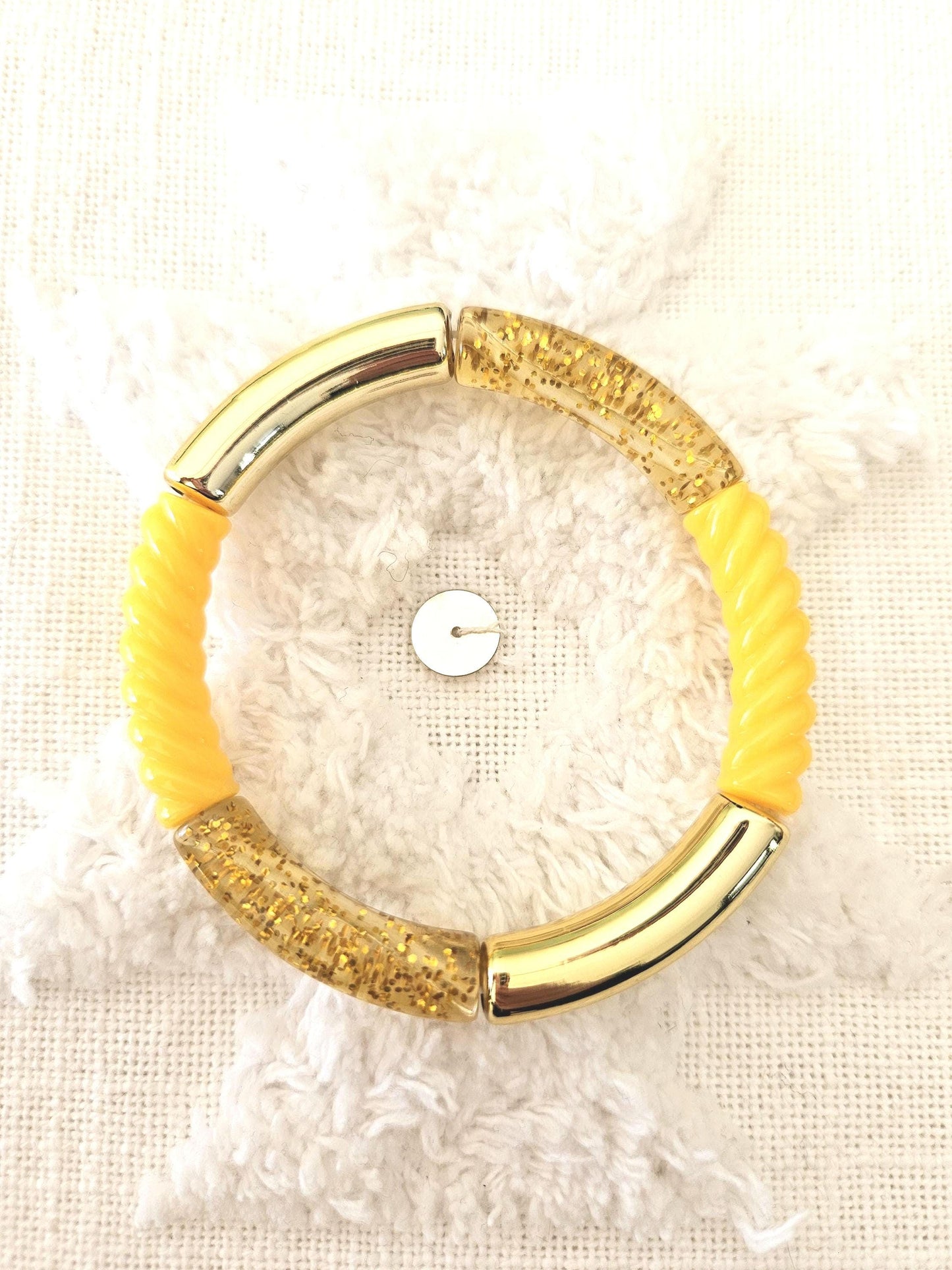 ANNA | Bracelet jonc perles incurvées | Glow jaune