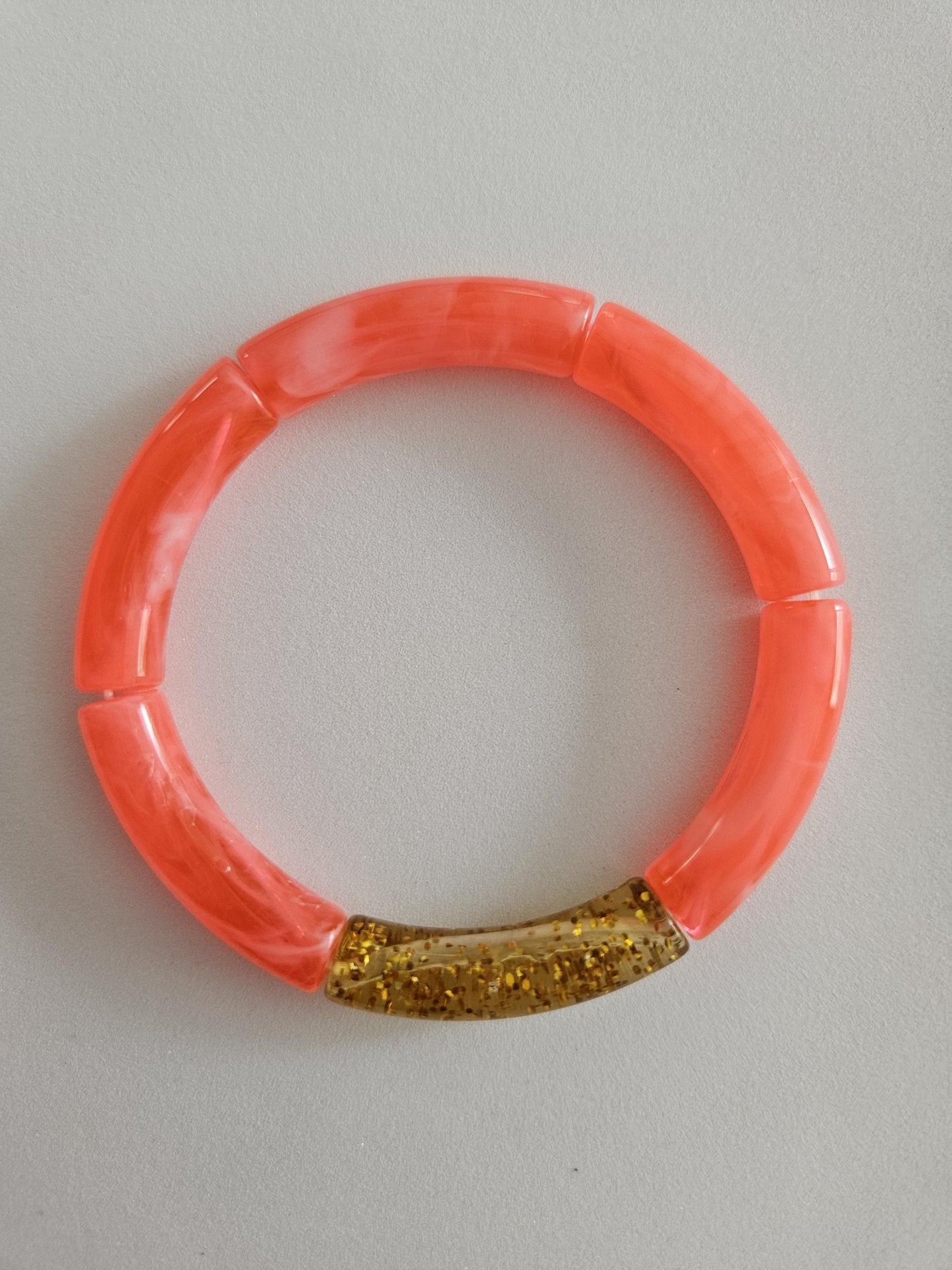ANNA | Bracelet jonc perles incurvées | Rose Orange Jaune glitter