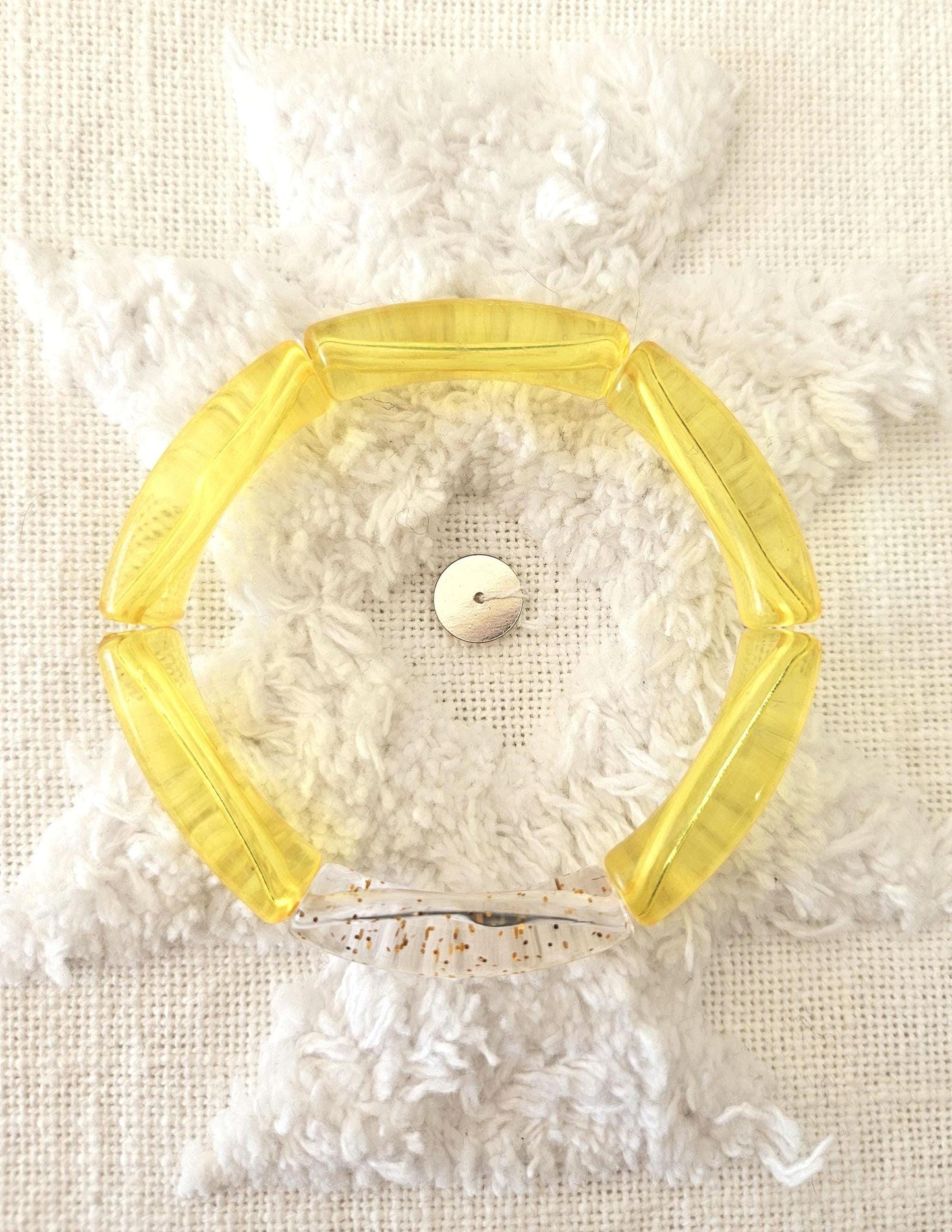 ANNA | Bracelet jonc perles incurvées | Glow jaune
