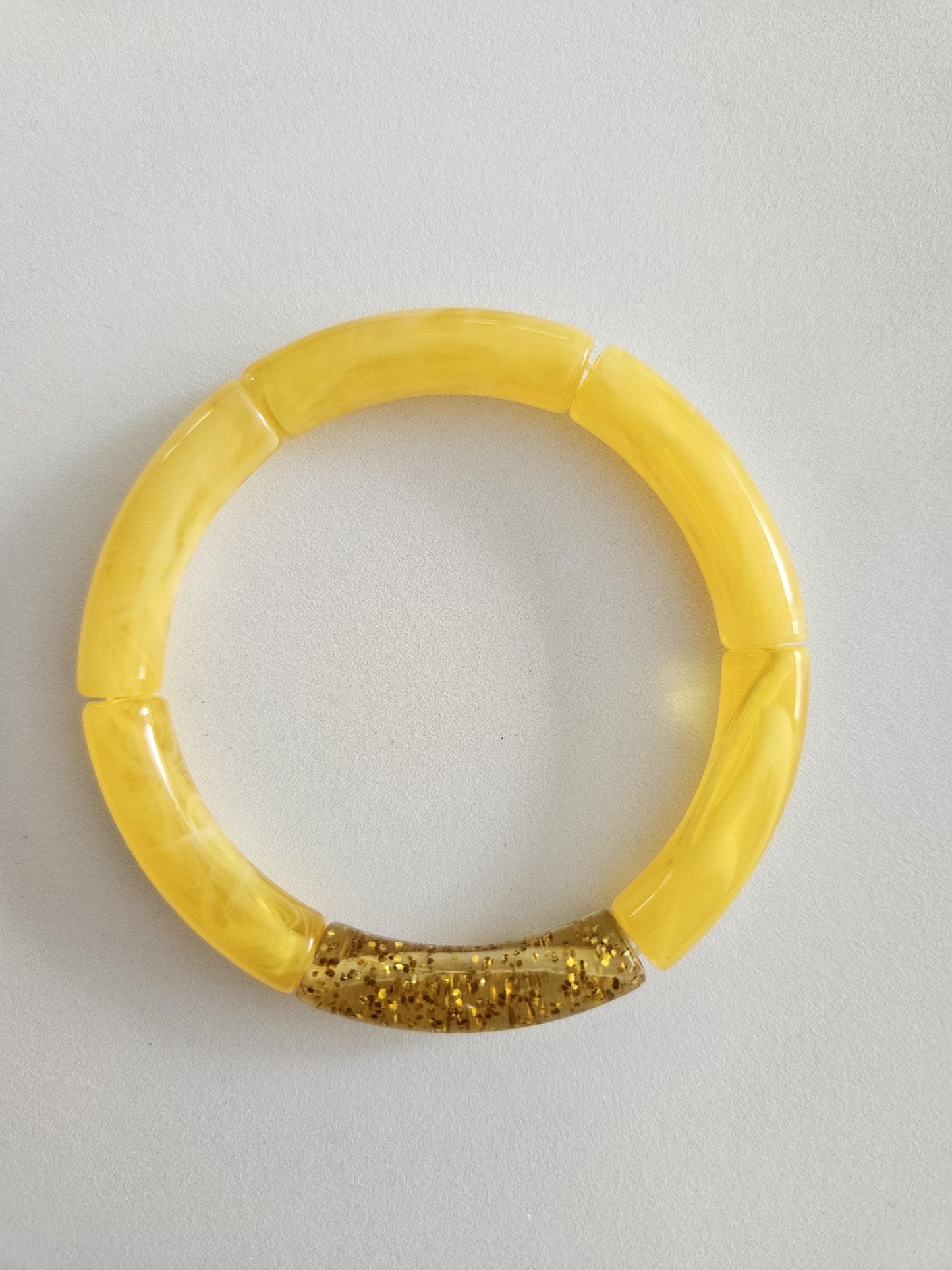 ANNA | Bracelet jonc perles incurvées | Rose Orange Jaune glitter