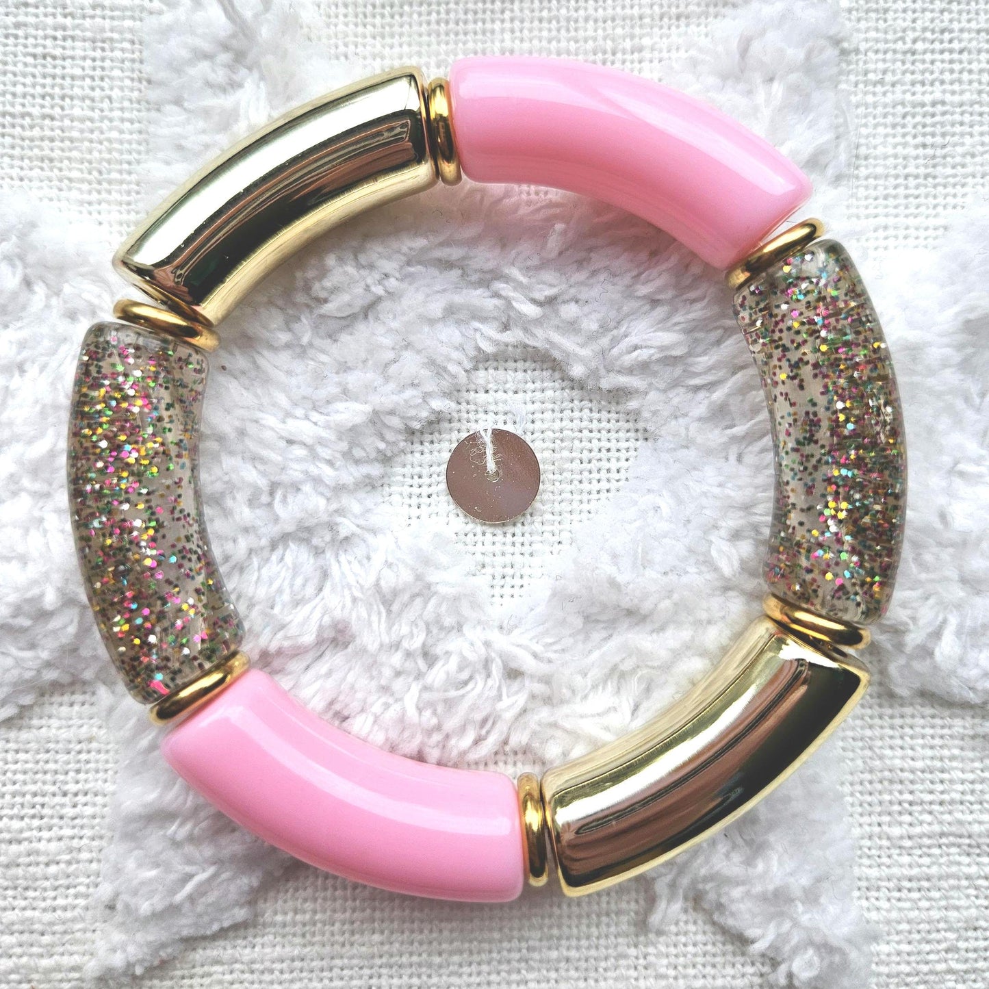 ANNA | Bracelet jonc perles incurvées | Maxi Glow rose et violet