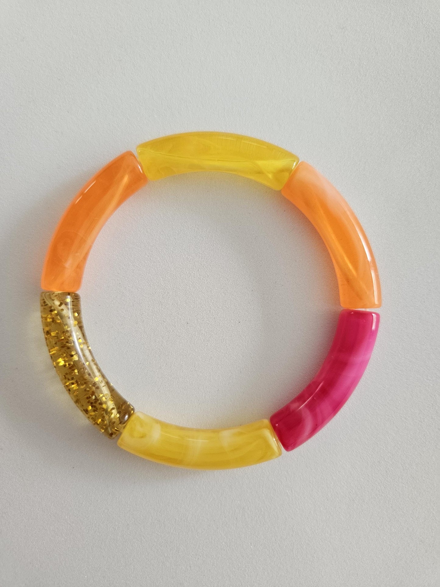 ANNA | Bracelet jonc perles incurvées | Rose Orange Jaune glitter