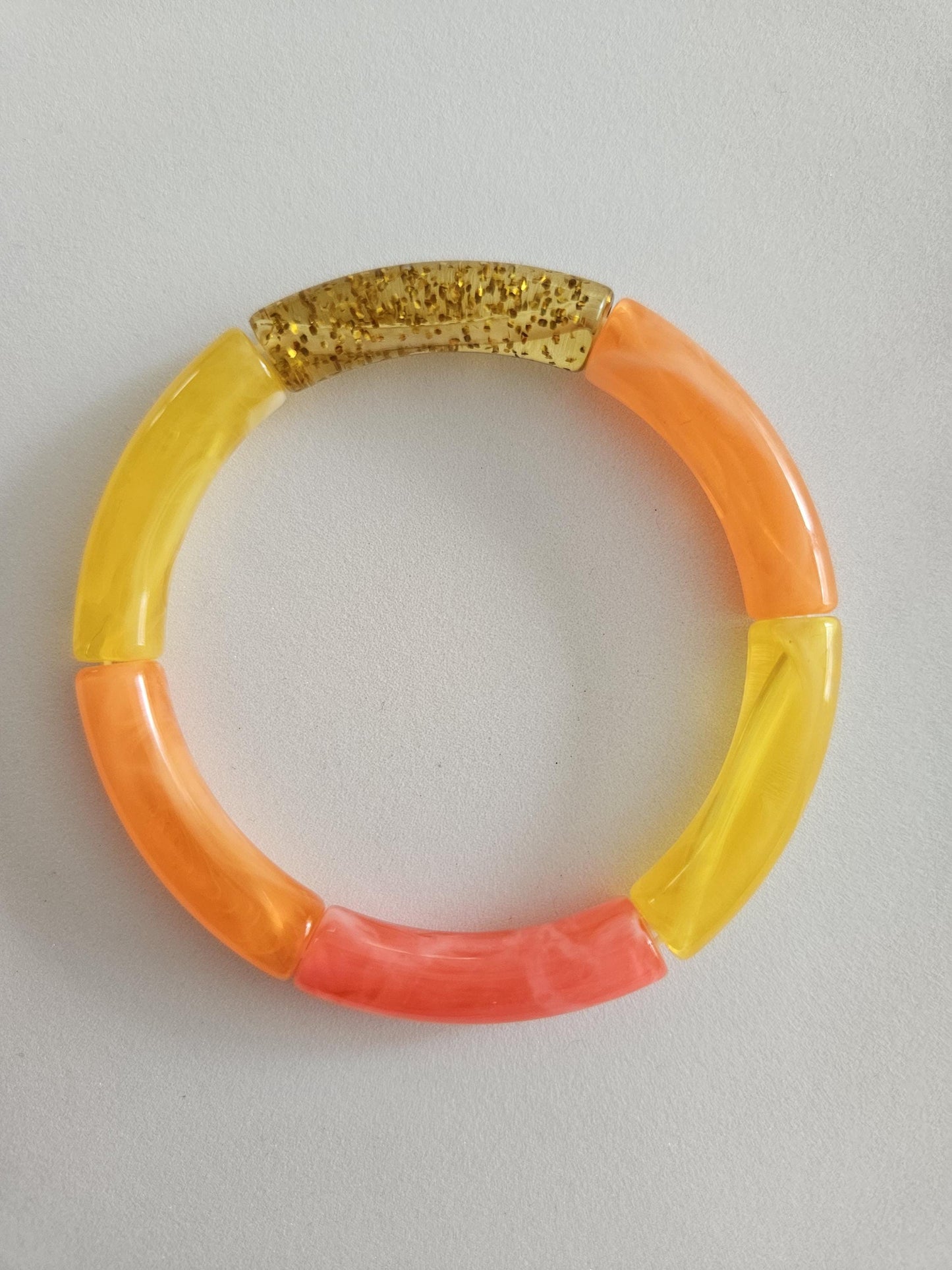 ANNA | Bracelet jonc perles incurvées | Rose Orange Jaune glitter