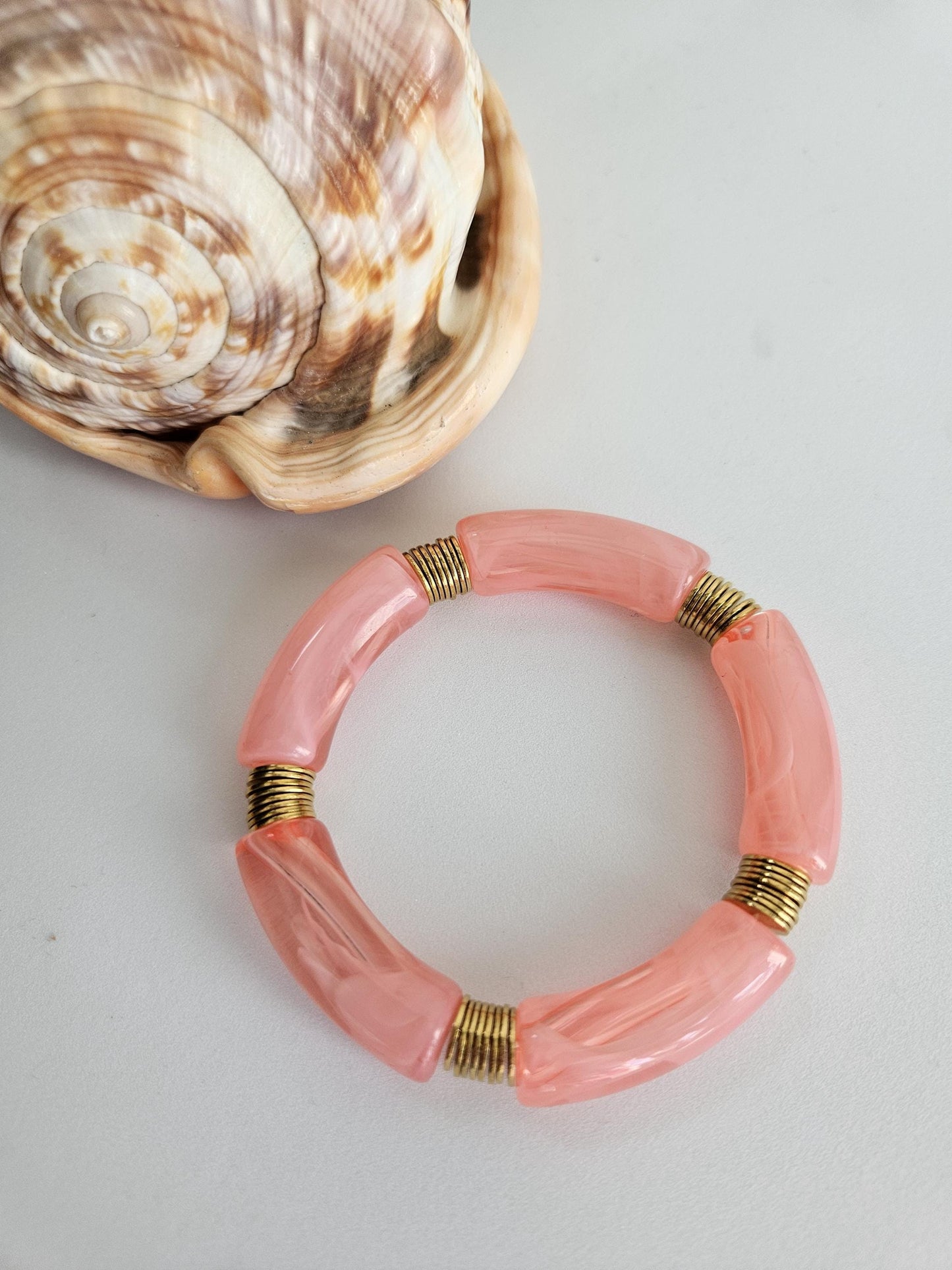 IRMA | Jonc acrylique perles tubes incurvées & acier