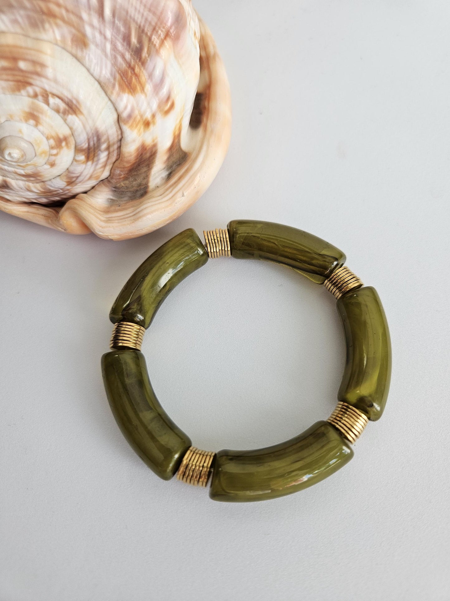 IRMA | Jonc acrylique perles tubes incurvées & acier