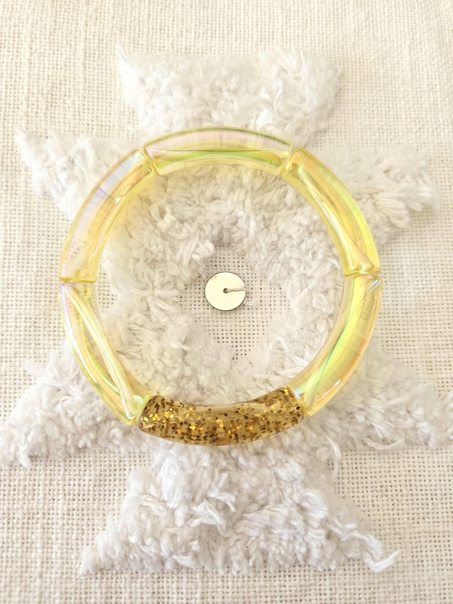 ANNA | Bracelet jonc perles incurvées | Glow jaune