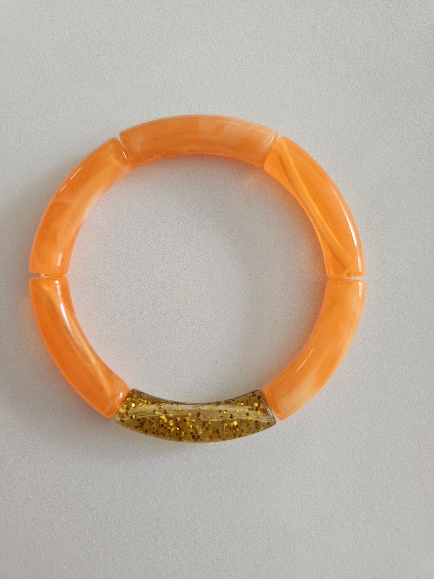 ANNA | Bracelet jonc perles incurvées | Rose Orange Jaune glitter