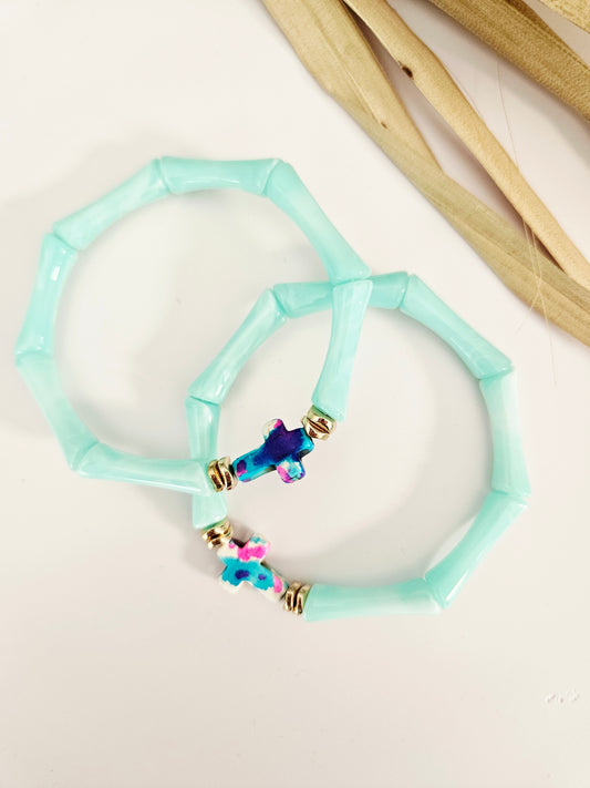 ALMA | Croix turquoise rosée