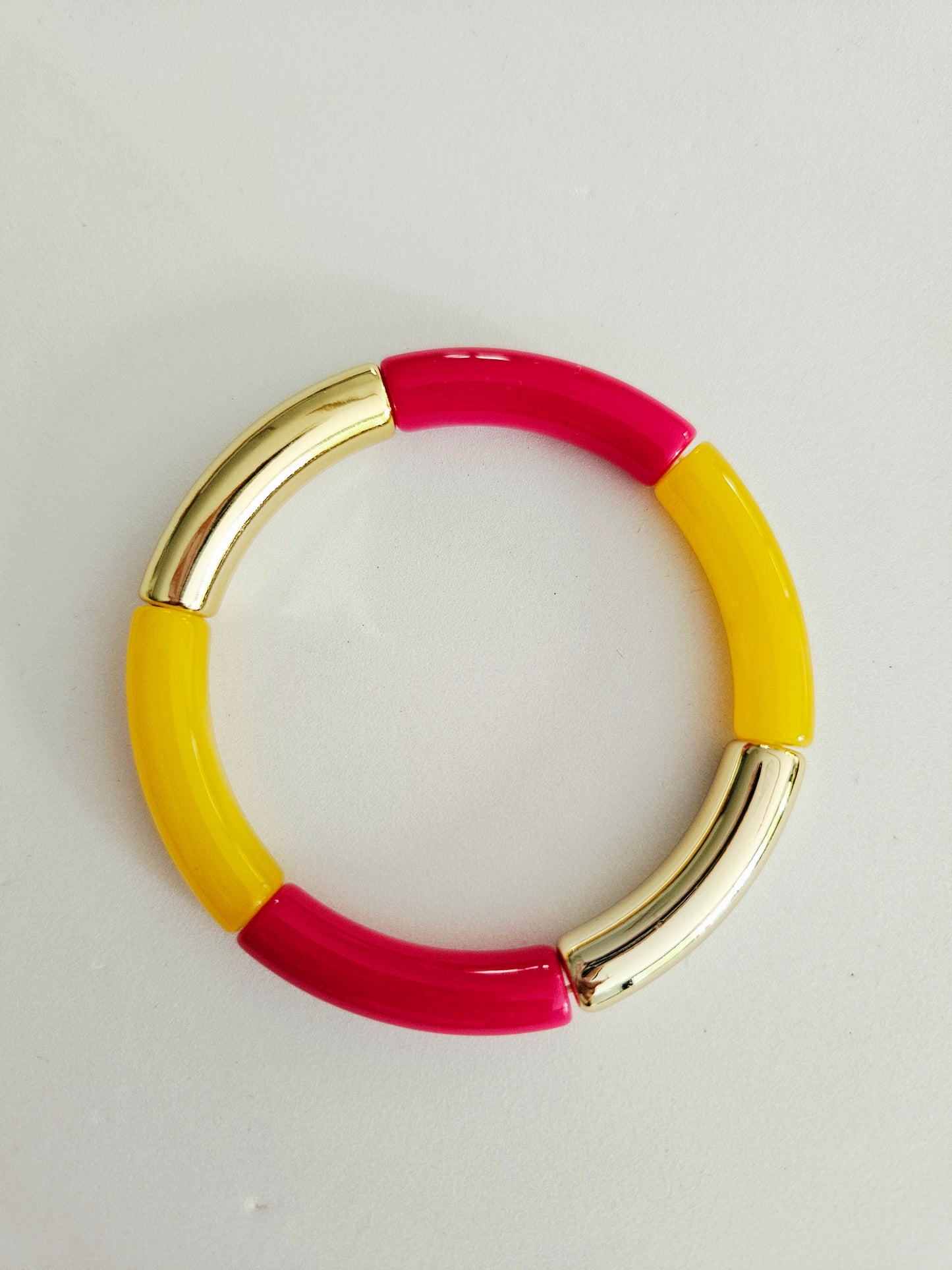 ANNA | Bracelet jonc perles incurvées | Rose Orange Jaune glitter