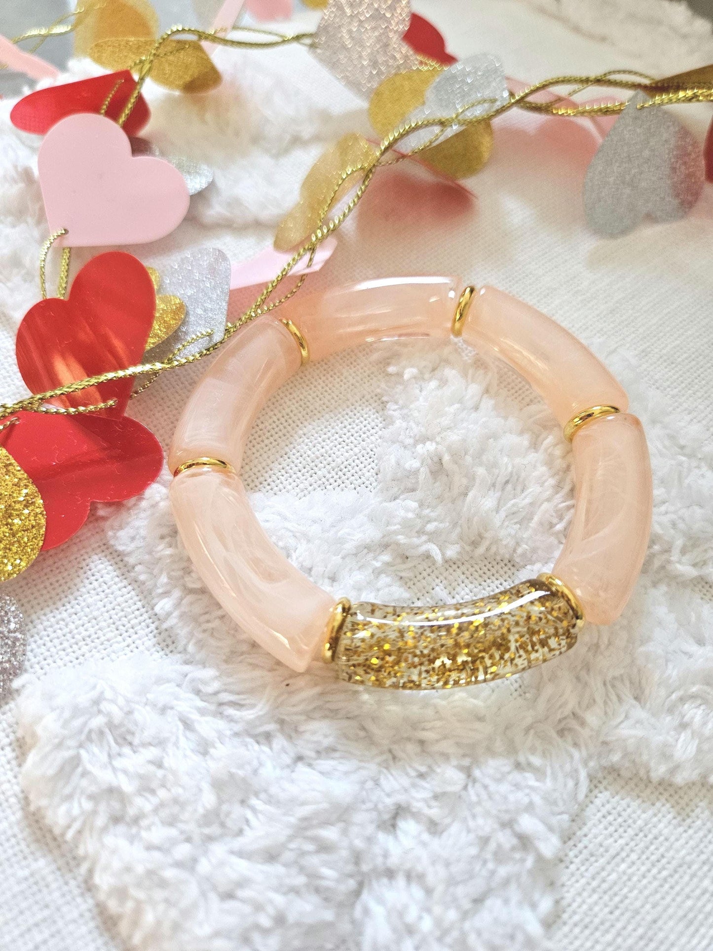 ANNA | Jonc acrylique perles tubes incurvées