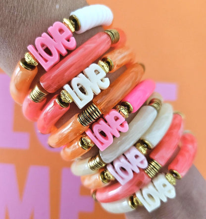 AVA | Jonc LOVE acrylique perles tubes incurvées & acier