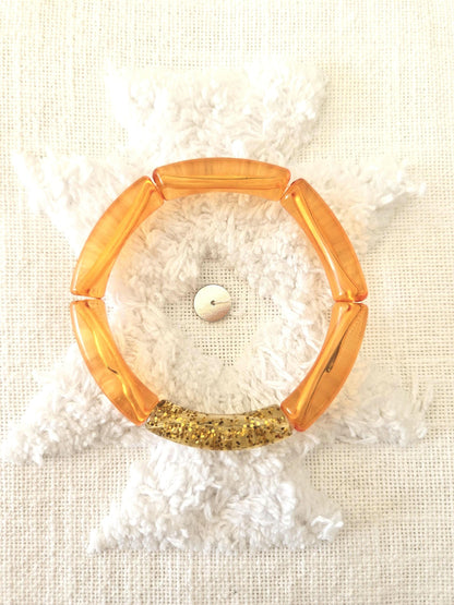 ANNA | Bracelet jonc perles incurvées | Glow orange