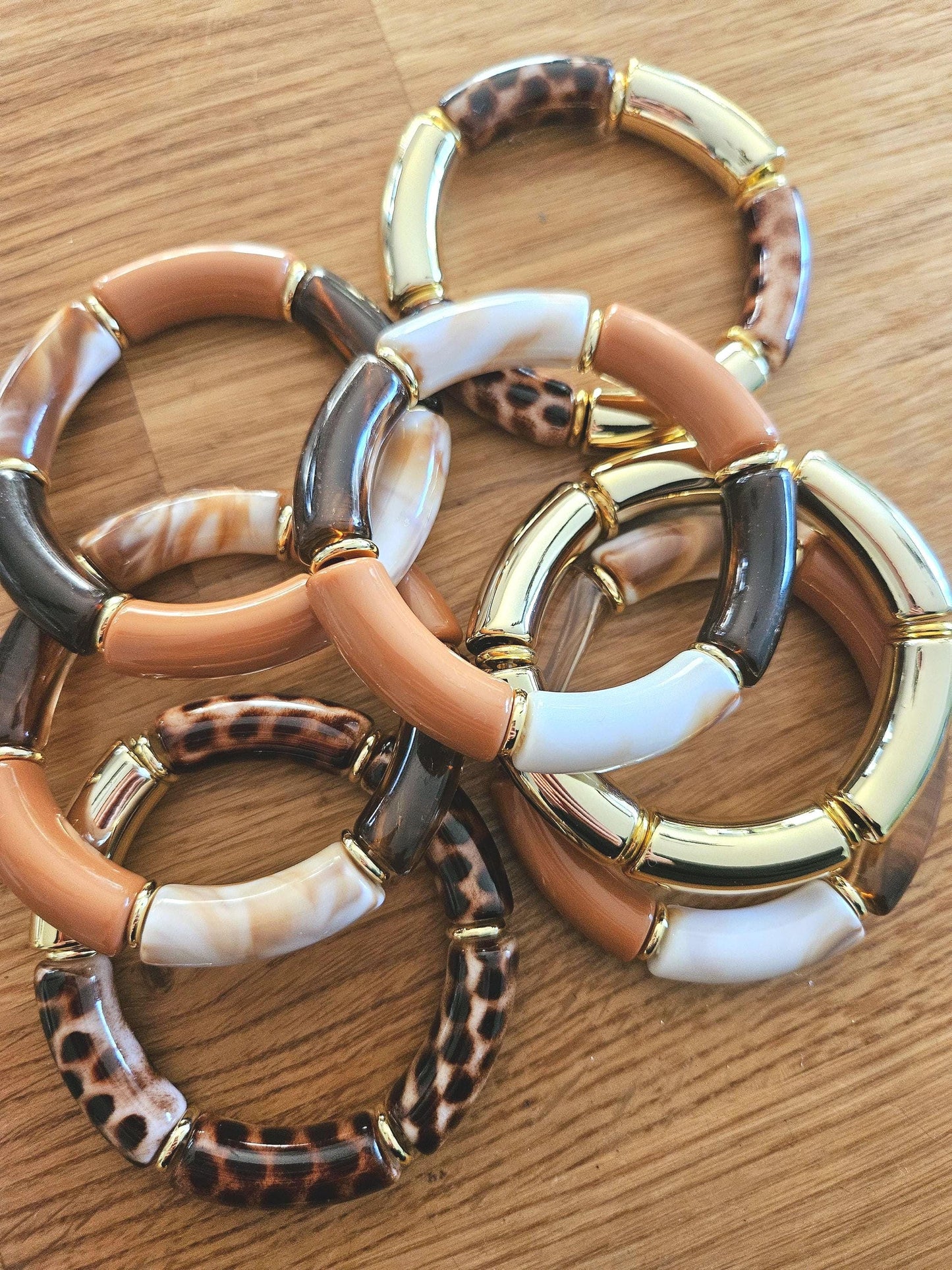 ANNA | Jonc acrylique perles tubes incurvées