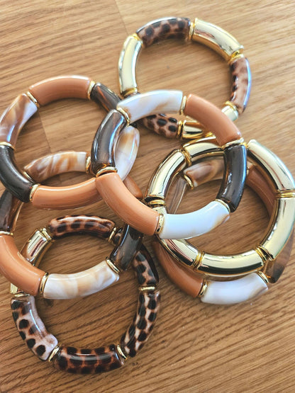 ANNA | Jonc acrylique perles tubes incurvées