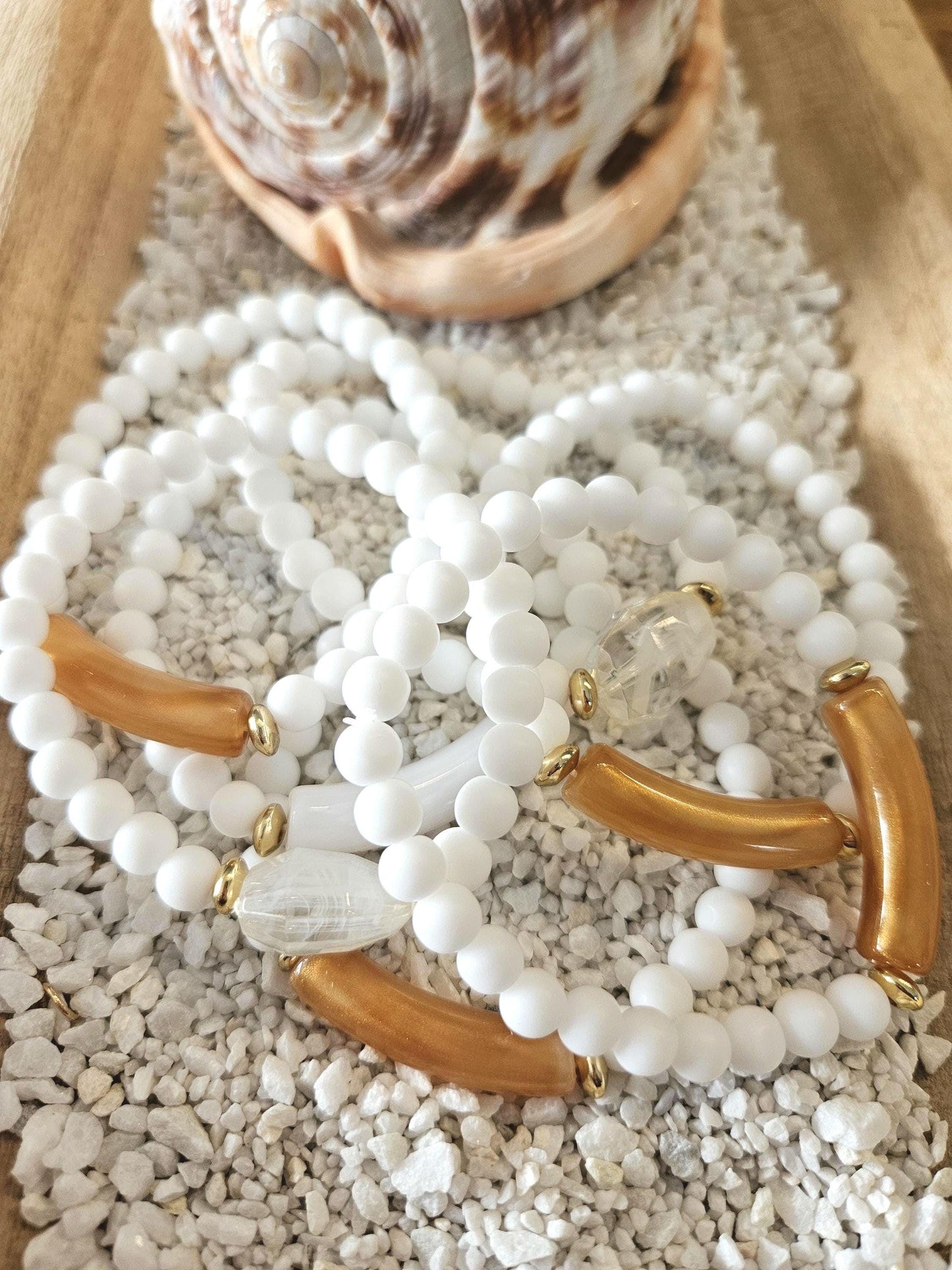 ELSA | Bracelet perles pierre naturelle, acier et acrylique