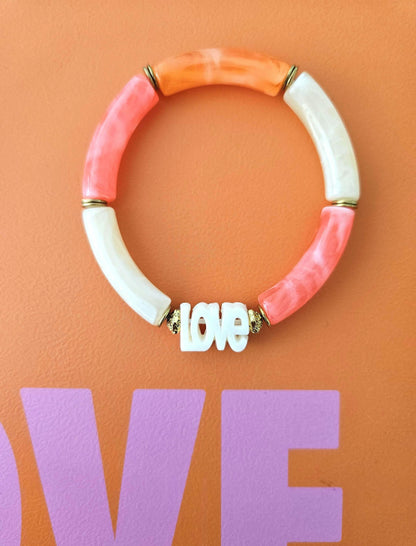 AVA | Jonc LOVE acrylique perles tubes incurvées & acier