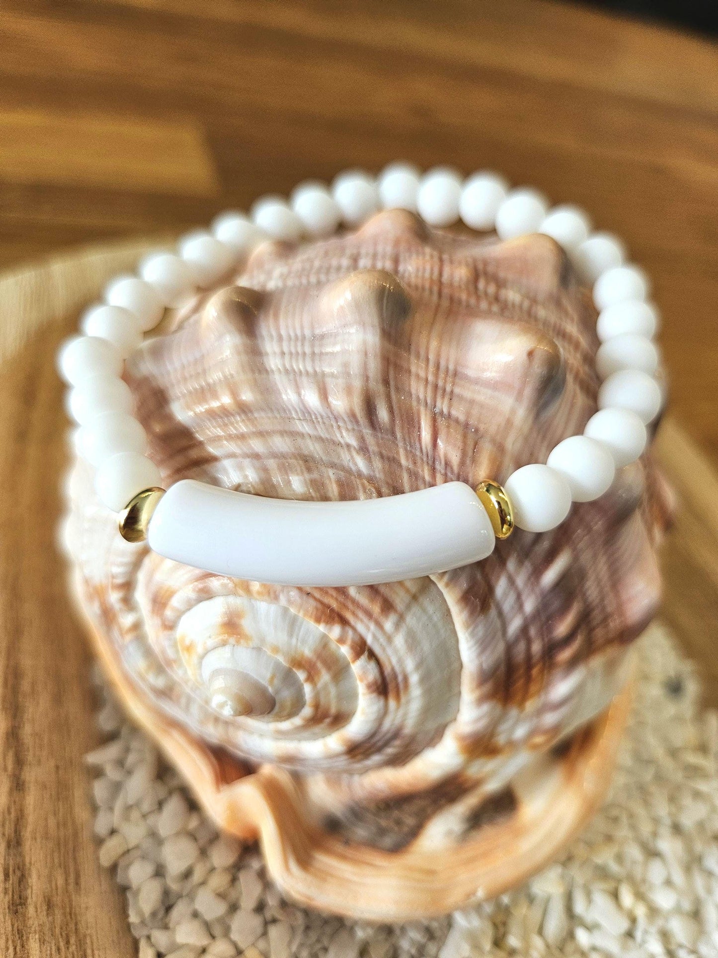 ELSA | Bracelet perles pierre naturelle, acier et acrylique