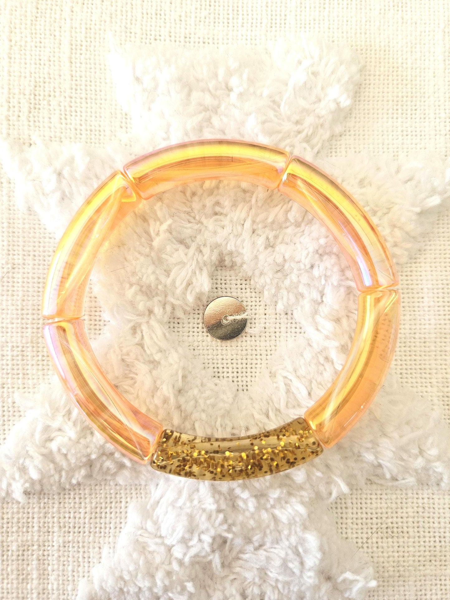 ANNA | Bracelet jonc perles incurvées | Glow orange