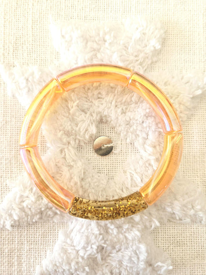 ANNA | Bracelet jonc perles incurvées | Glow orange