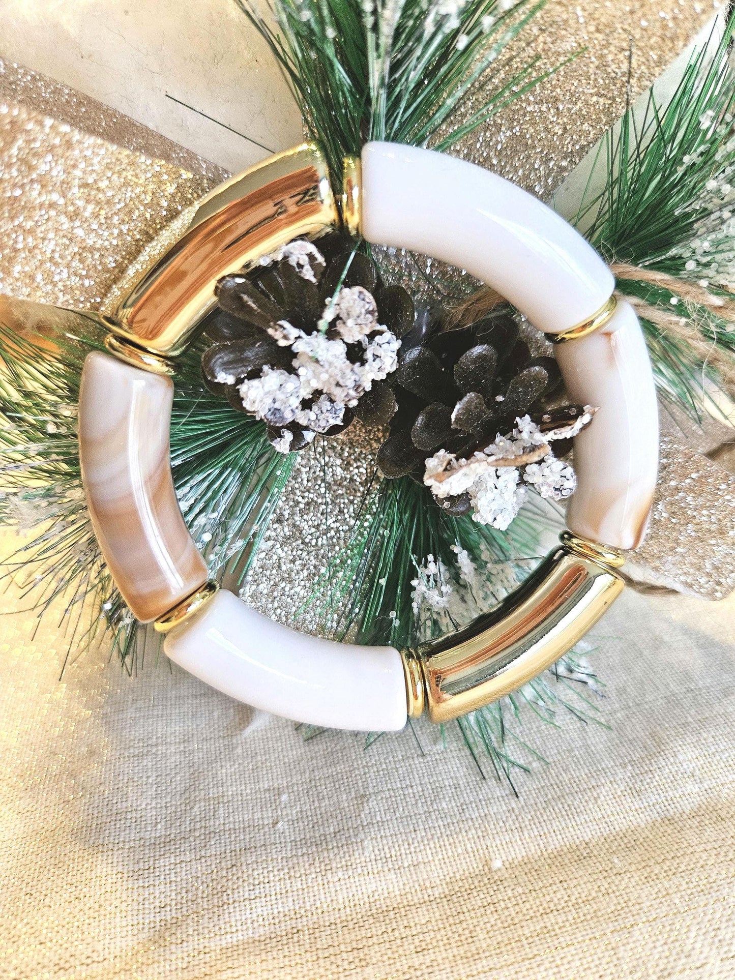 ANNA | Jonc acrylique perles tubes incurvées