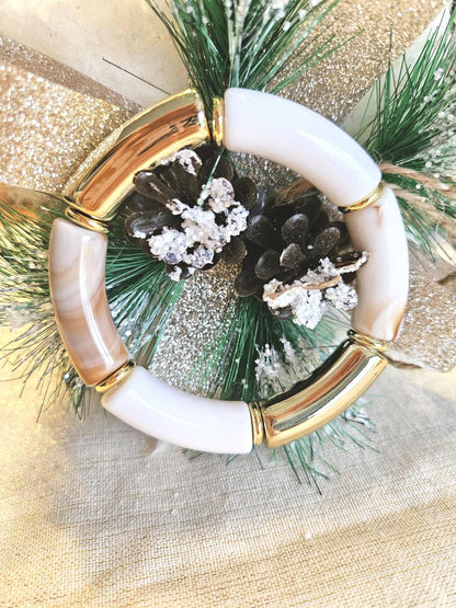 ANNA | Jonc acrylique perles tubes incurvées