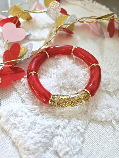 ANNA | Jonc acrylique perles tubes incurvées