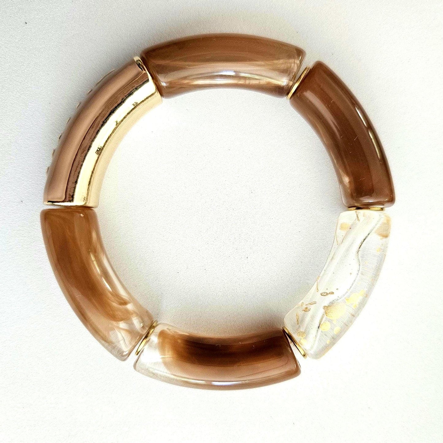 ANNA MAMA | Jonc acrylique perles tubes incurvées peach