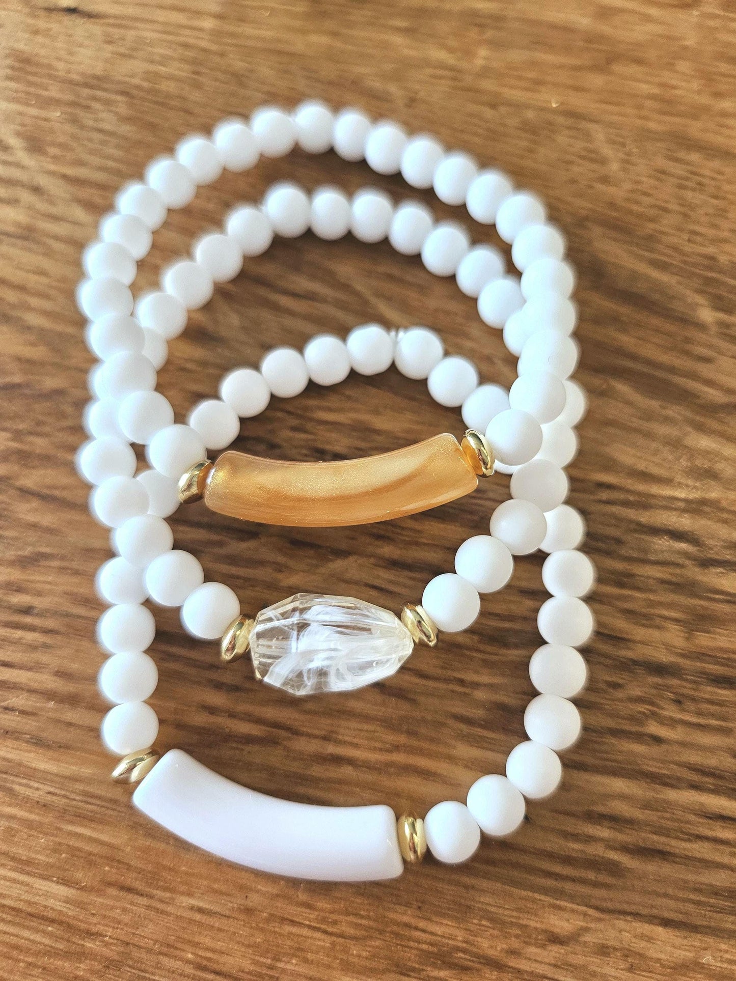 ELSA | Bracelet perles pierre naturelle, acier et acrylique