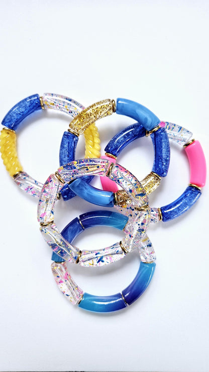 ANNA | Jonc acrylique perles tubes incurvées | MAXI Mykonos