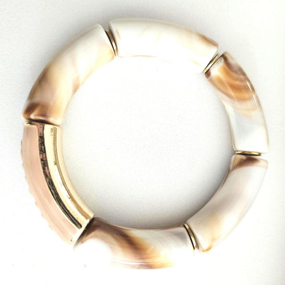 ANNA MAMA | Jonc acrylique perles tubes incurvées peach