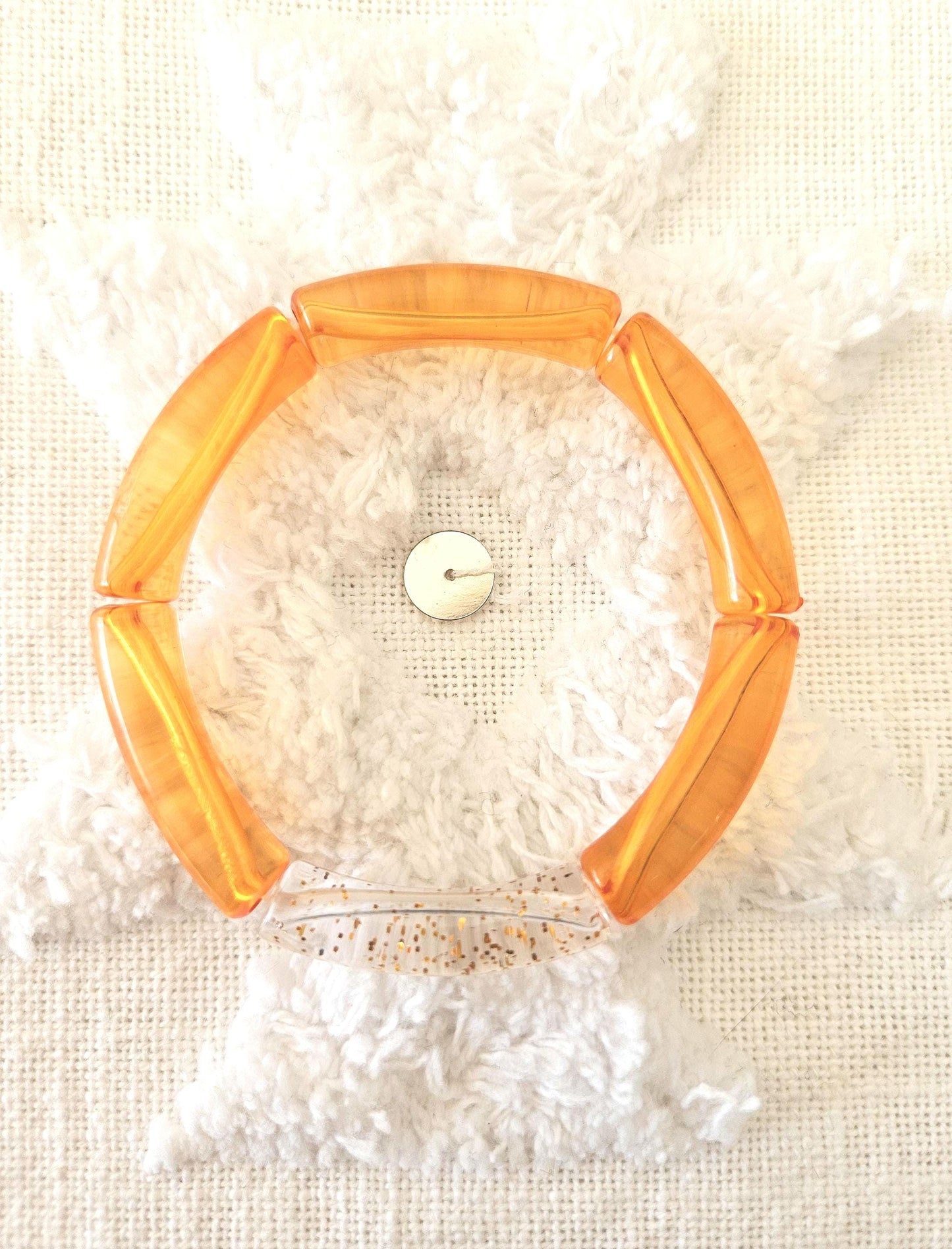 ANNA | Bracelet jonc perles incurvées | Glow orange