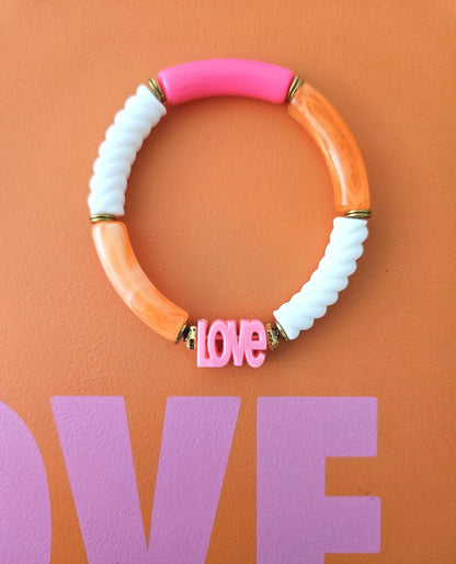 AVA | Jonc LOVE acrylique perles tubes incurvées & acier