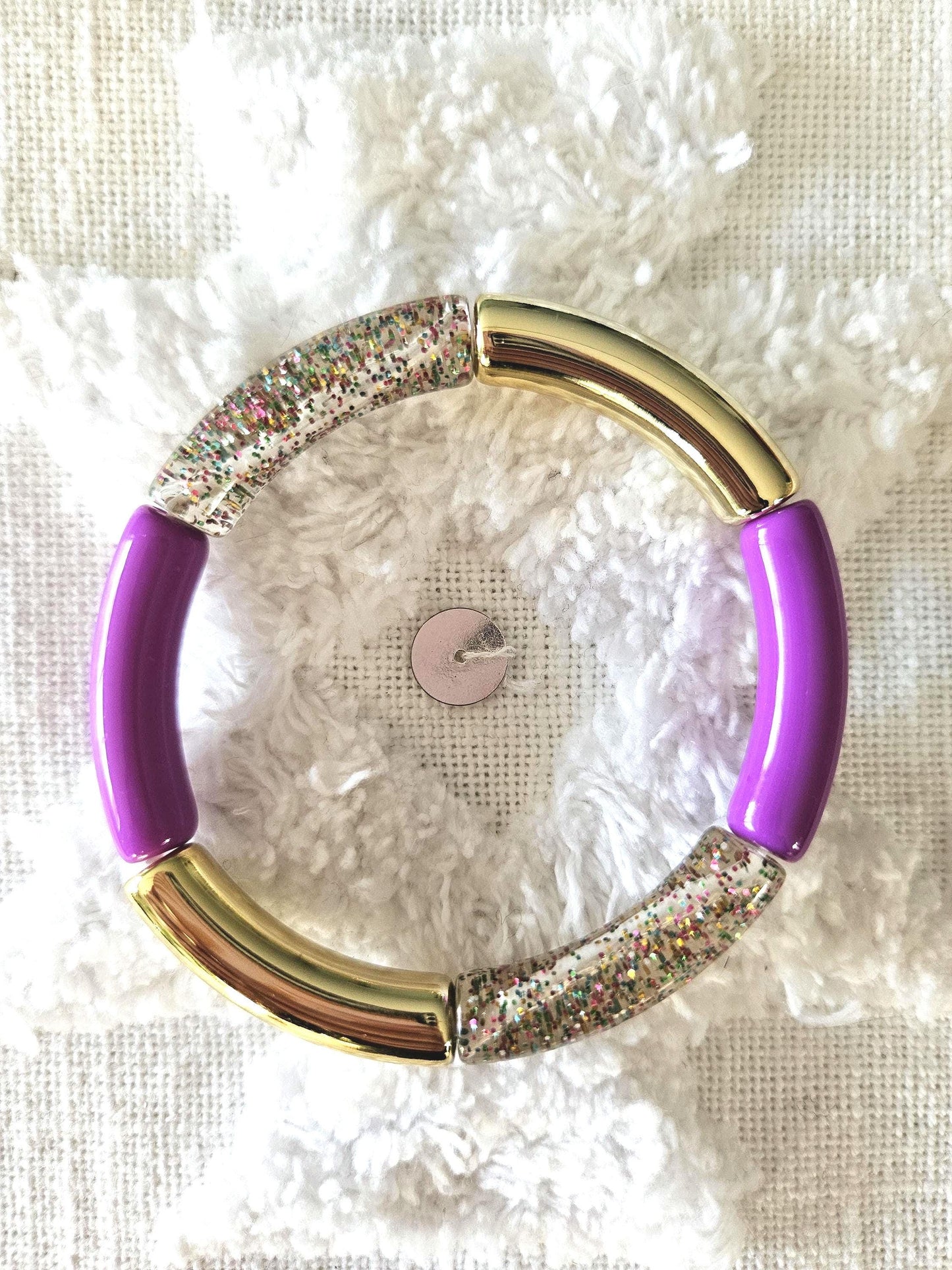 ANNA | Bracelet jonc perles incurvées | Glow violet