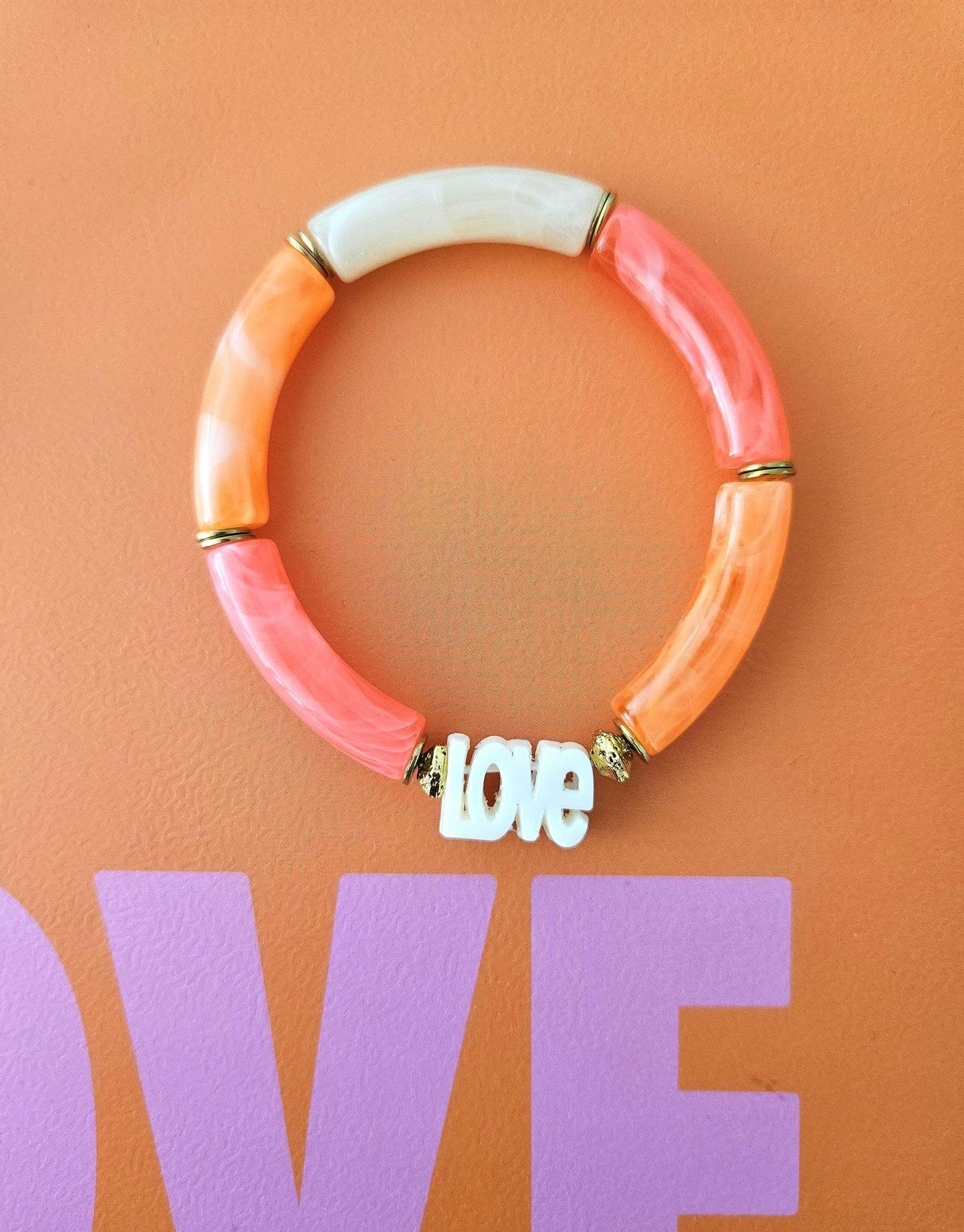 AVA | Jonc LOVE acrylique perles tubes incurvées & acier