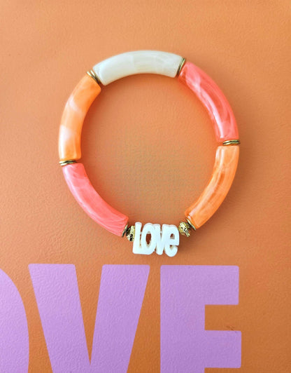 AVA | Jonc LOVE acrylique perles tubes incurvées & acier