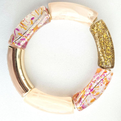 ANNA MAMA | Jonc acrylique perles tubes incurvées peach