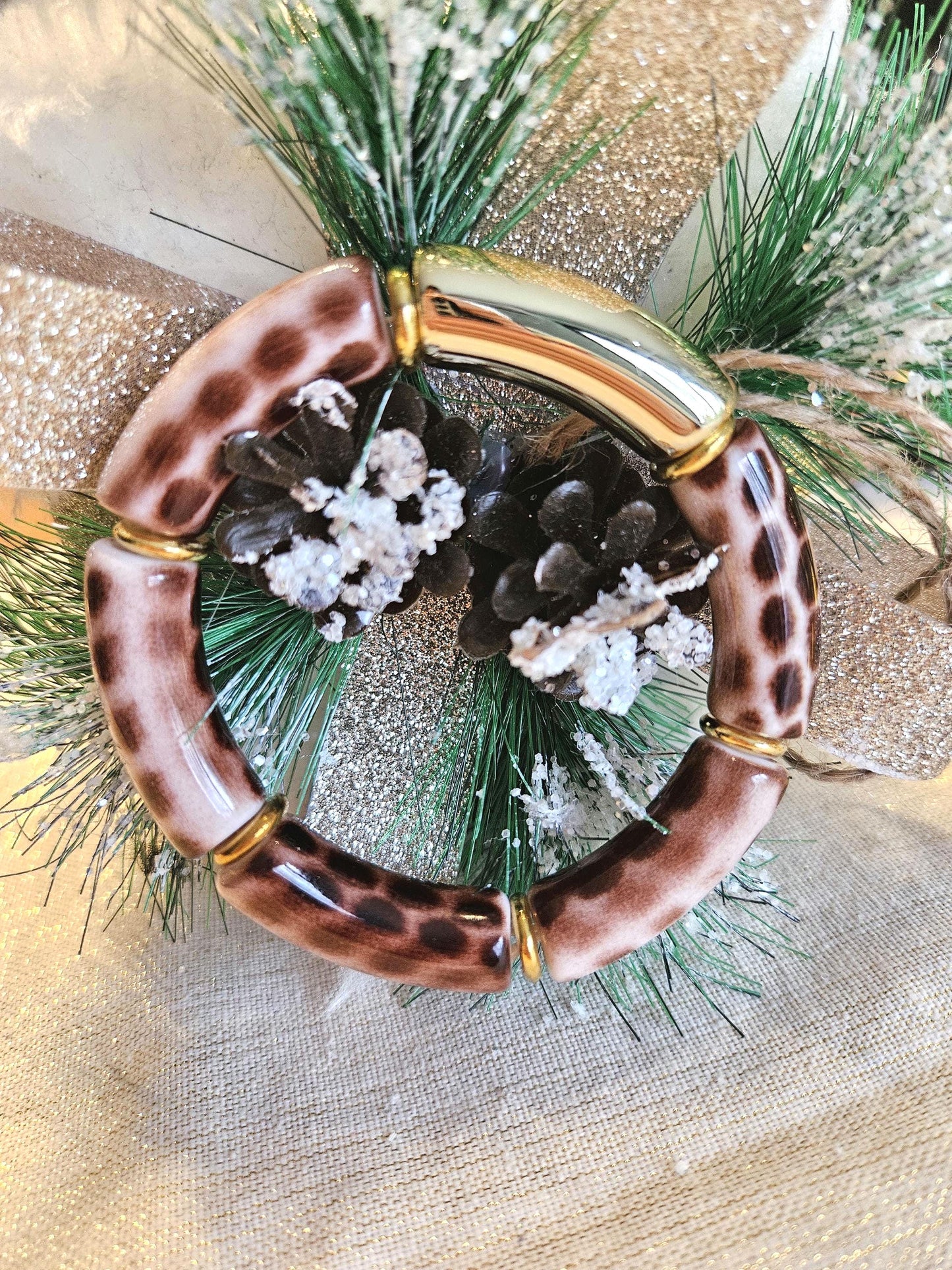 ANNA | Jonc acrylique perles tubes incurvées