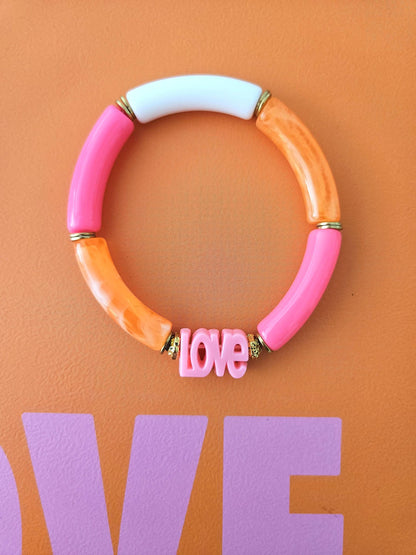 AVA | Jonc LOVE acrylique perles tubes incurvées & acier