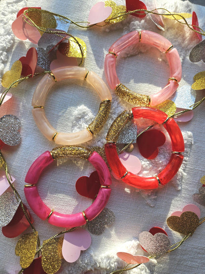 ANNA | Jonc acrylique perles tubes incurvées