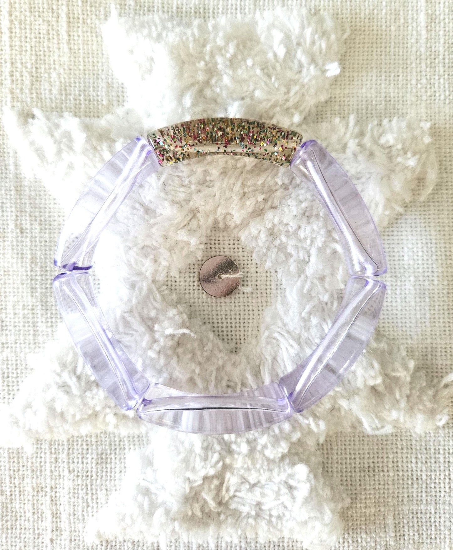 ANNA | Bracelet jonc perles incurvées | Glow violet