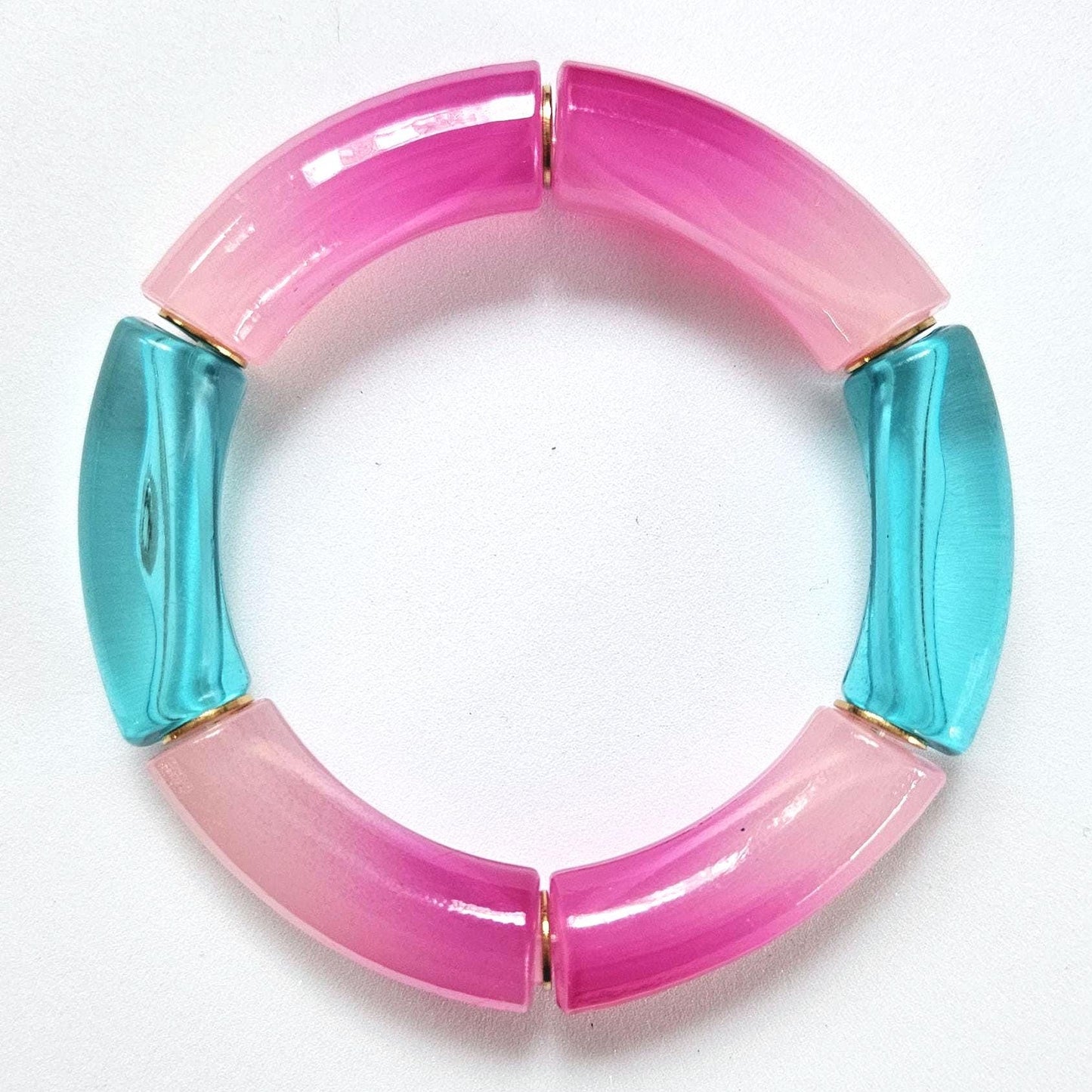 ANNA | Jonc acrylique perles tubes incurvées | MAXI Glow rose turquoise violet