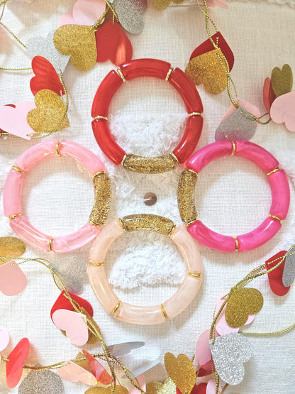 ANNA | Jonc acrylique perles tubes incurvées