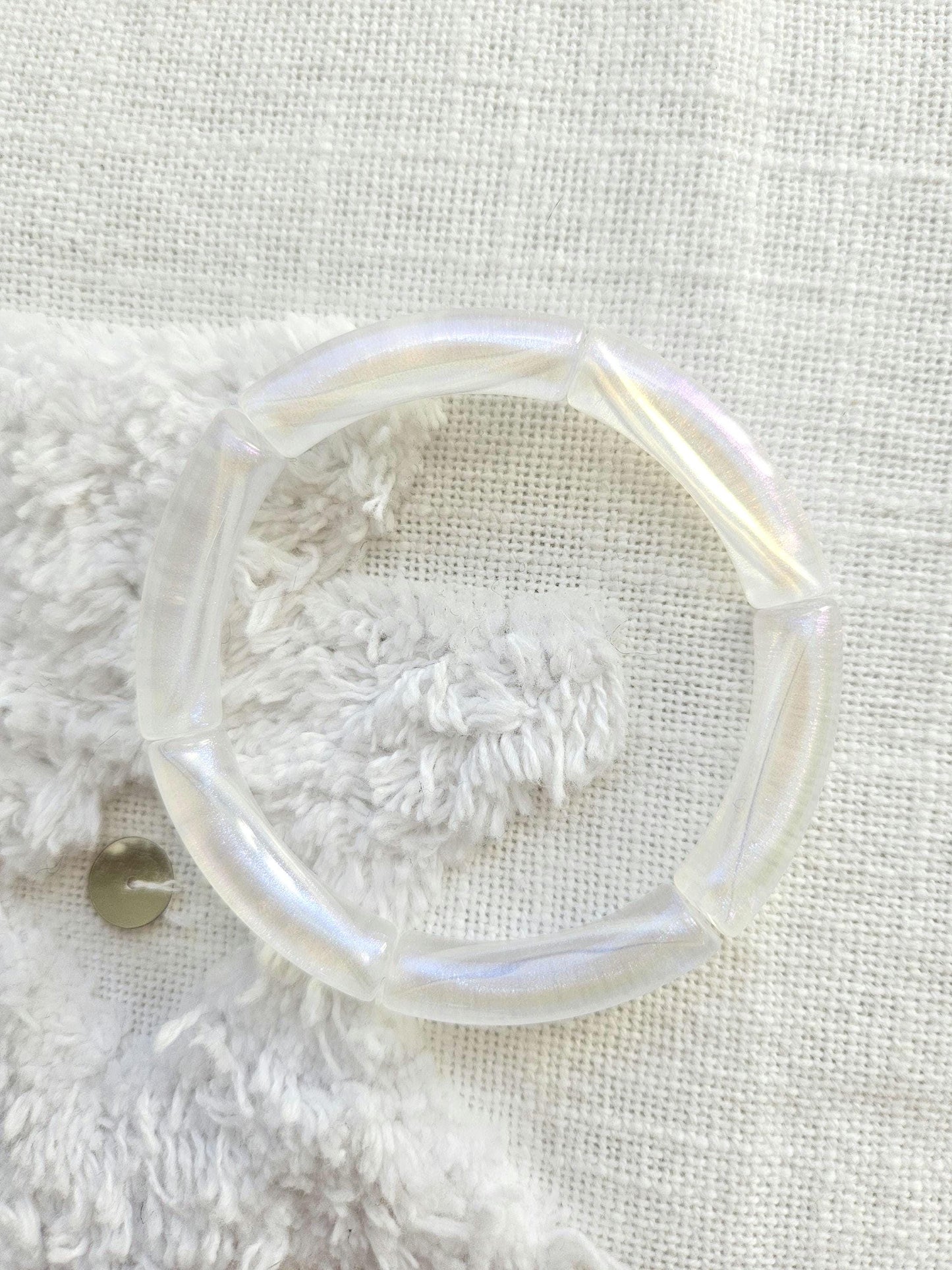 ANNA | Bracelet jonc perles incurvées | Glow argent